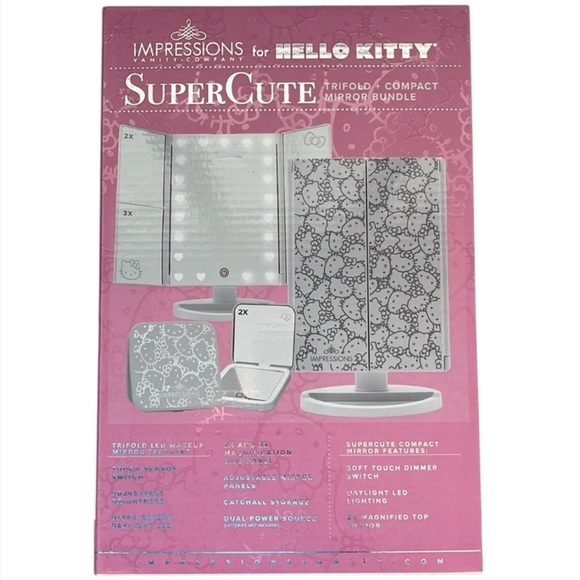 🆕 Impressions For Hello Kitty Super Cute  Trifold + Compact Mirror Bundle USB - Picture 1 of 12